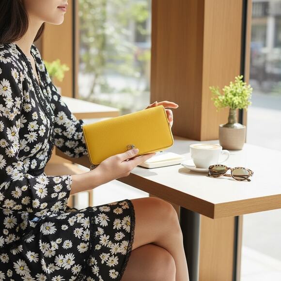 Coach Essential Continental Leather Wallet in Canary Yellow CS011 - Picture 4 of 4